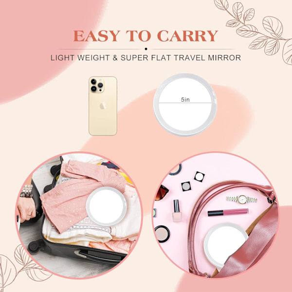 Belyst Makeup Spejl med Forstørrelse, 1x/10x Forstørrende 21 LED Lys Rejse Makeup Spejl, Dobbeltsidet Kompakt Spejl med Lys