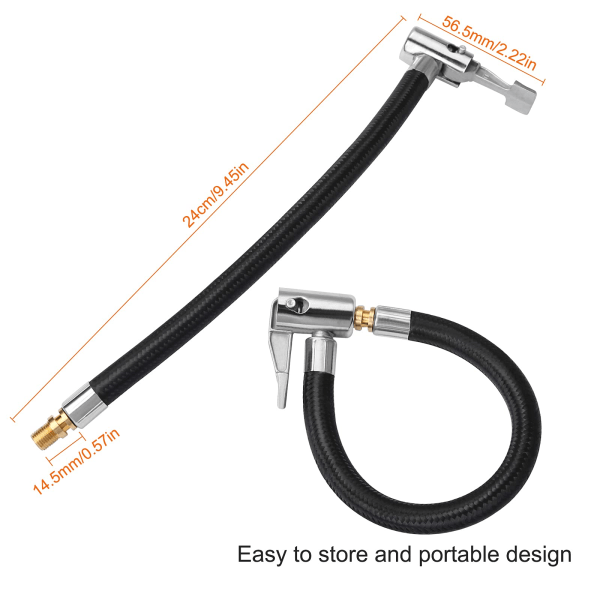 Dekkpumpe slange, inflator kobling trykk på bærbar bil luft dekk chuck inflator pumpe forlengelsesslange adapter rør