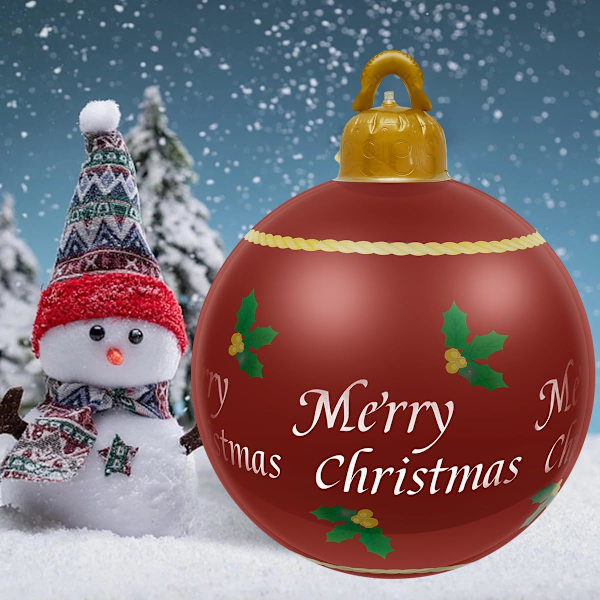 Stor oppustelig julekugle 60 cm, PVC oppustelig julekugle (uden pumpe), dekorativ oppustelig julekugle
