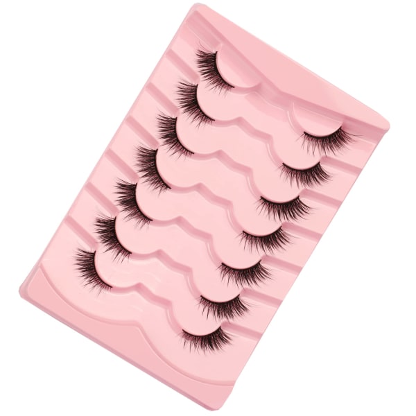 Falske øjenvipper Fluffy Wispy Half Cat Eye Lashes 7 par