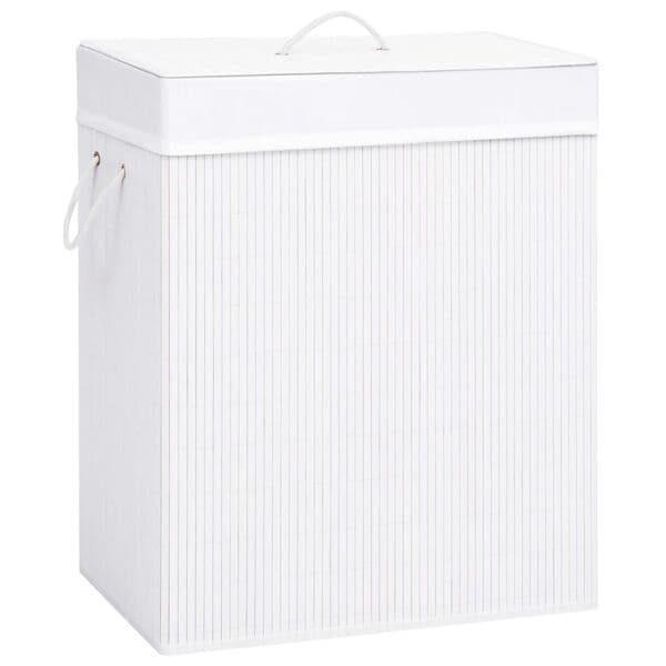 vidaXL Tvättkorg Bambu med 2 sektioner Vit 100 L Vit white