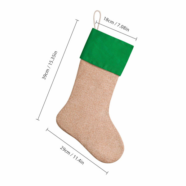 16\" Julefalske Burlap Strømper, 6 stk (Rød, Grønn, Hvit)
