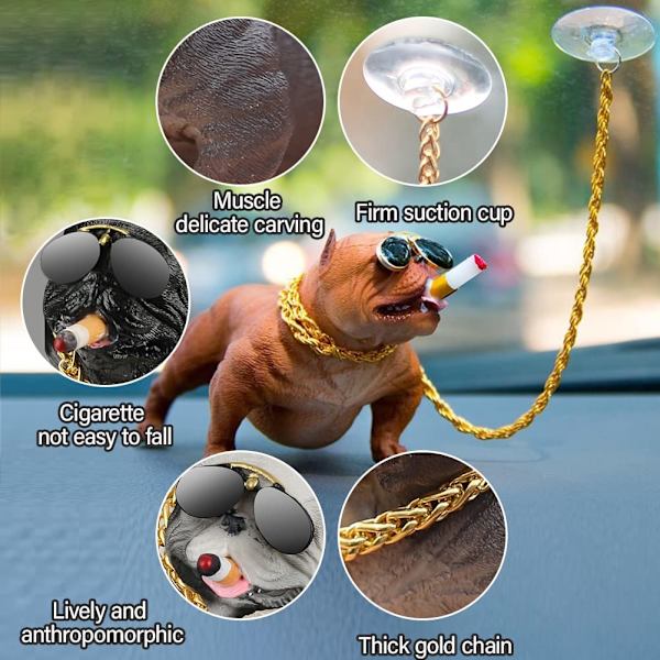 Auton sisustus Cool Dog Bully Puppy -figuurikoriste (ruskea)