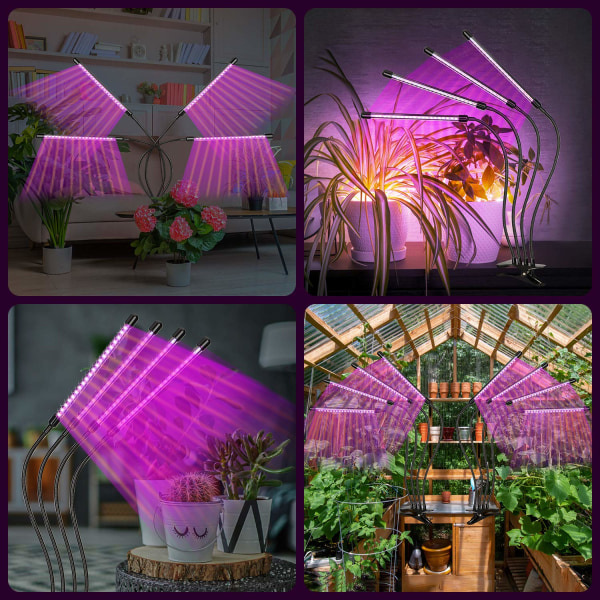 Växtlampa, 80 LED 360° 4 Huvud Full Spectrum