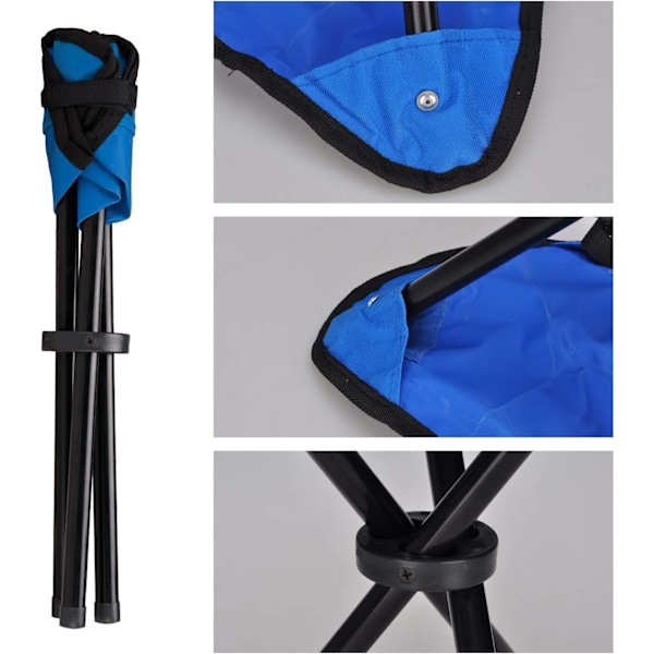 Udendørs Tripod Skammel Bærbar Foldbar Lille Tripod Lærredsstol til Vandreture, Camping, Fiskeri, Picnic (Blå)