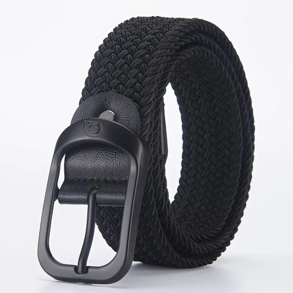 Men Braided Belt with Geometric Buckle