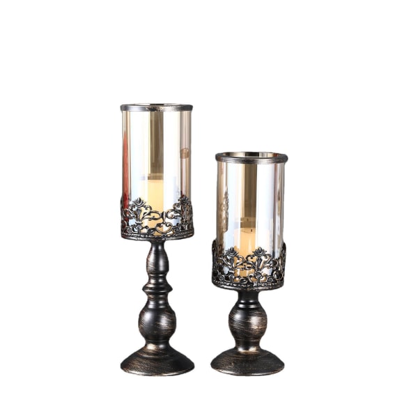 2 Pakk Vintage Sorte Lysestaker