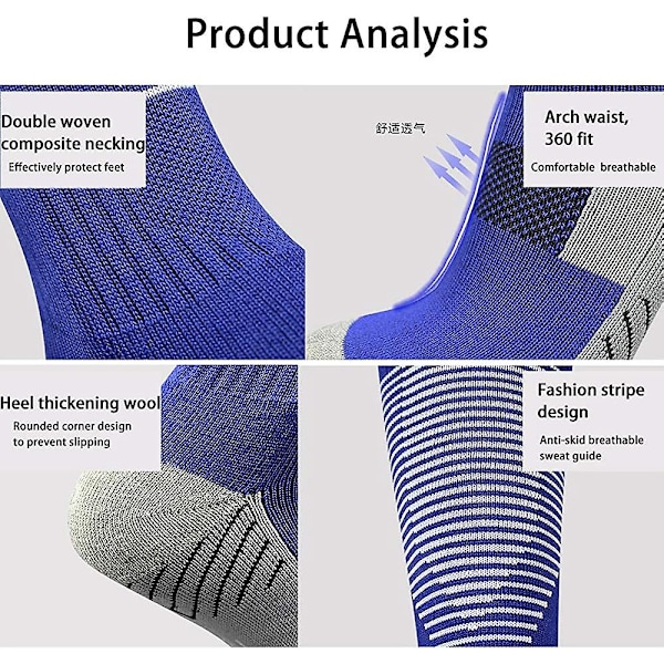3 par Acsergery gavefodboldsokker til mænd og kvinder, knæhøje sportsstrømper til voksne med skridsikkerhed