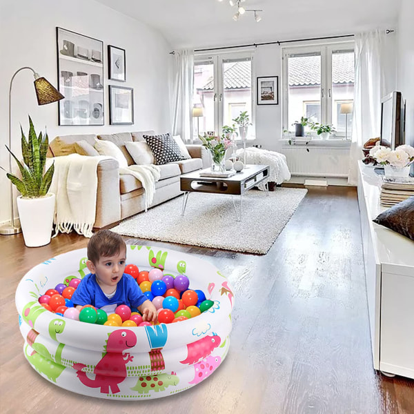 Plaskbassäng för bebisar Liten söt pool, 3 ringar barnpool hållbar uppblåsbar pool, 60 x 60 x 25 cm, flerfärgad