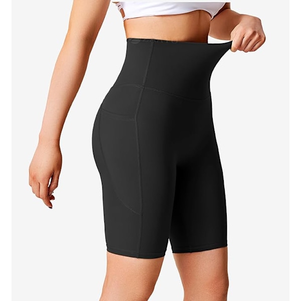 Cykeltights til kvinder, korte leggings, uigennemsigtige med lommer, løbebukser, sports shorts, træningsbukser L