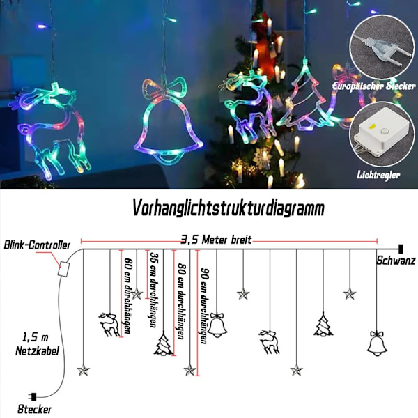 LED-jouluikkunavalot, 3,5 metrin sisävalosarja
