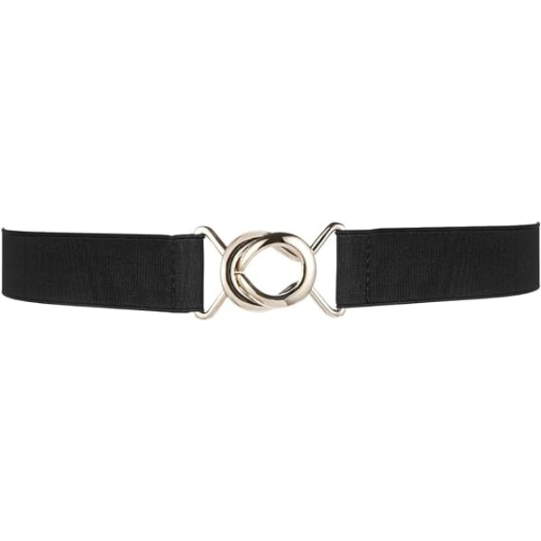 Kvinners elastiske, tynne midjebelte, enkel stil, elastisk belte for jeanskjoler, svart