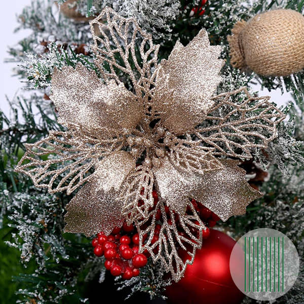 10 STK Juleblomster Store Julestjerne Glitterblomst Juletre Hengende Fest Juldekor