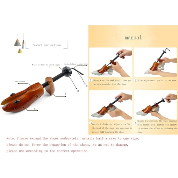 2X Træskostrukker Skostretrækker Ekspander Velegnet til herre- og damesko
