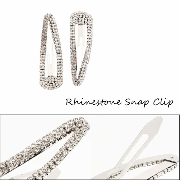 4 stk Rhinestone Snap Clips Large