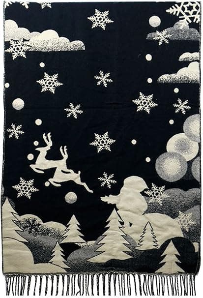 Juletema-stil sjal skjerf - Høst & Vinter (Svart)