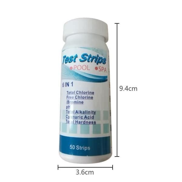 pH Test Strips - 6 I 1 - 100 STK - Rask Deteksjon - For Basseng og Spa