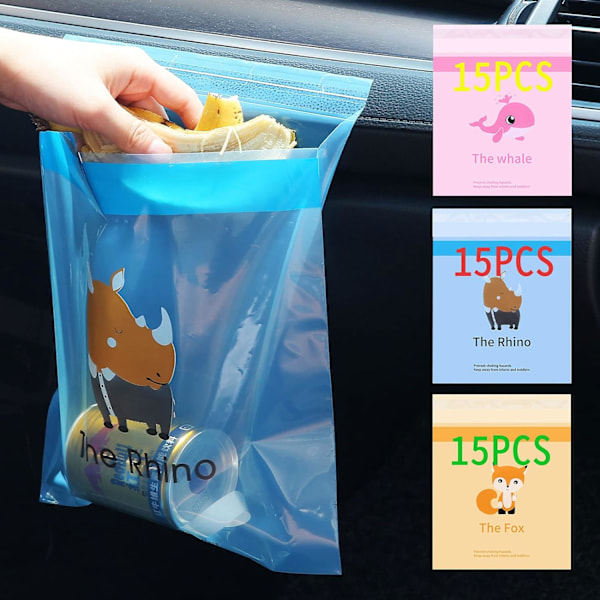 Upgraded Car Trash Bag, 45pcs Easy Stick-On Disposable Car Garbage Bags, Durable Waterproof Leak-proof Vomit Bag, Kitchen Storage Bag, Suitable