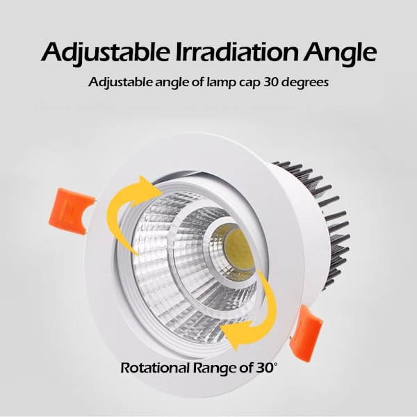 3x LED Downlights, 9W Cool White 6000Ky (Sort)