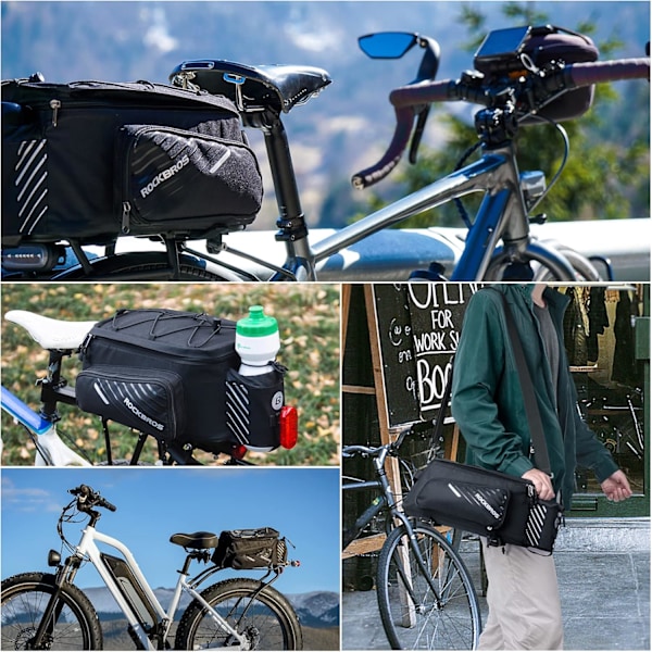8L Cykel Bagagebærer Taske, Vandtæt Reflekterende Cykel Sidetaske, Multi-Rum Skuldertaske, Udendørs Rejse Taske med Regnslag