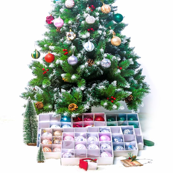 12 stykker julekulepynt, matte og blanke julekulepynt, glitrende julepynt