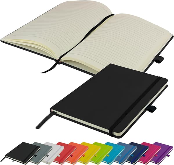 A5 Notesbog Skriveblok Ny Linjeret Hardback Journal Notesbog Dagbogsblok Black