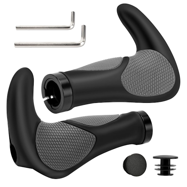 Sykkelgrep, 22 mm styregrep for MTB, elsykkel, terrengsykkel, bysykkel, landeveissykkel, sklisikre sykkelgrep i gummi med tosidig låsing