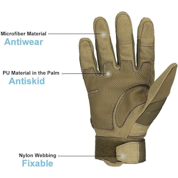 Herrar Full Finger Utomhus Sport Arbets Handskar Jakt Motorcykel Cykel Klättring Längdskidåkning Handskar XL