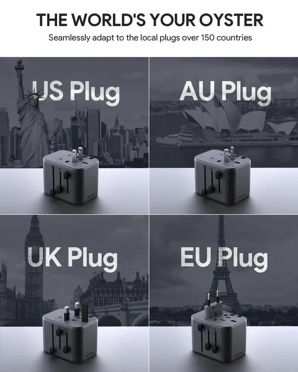 SiGN Universal Rejseadapter med USB-porte, 20W - Sort