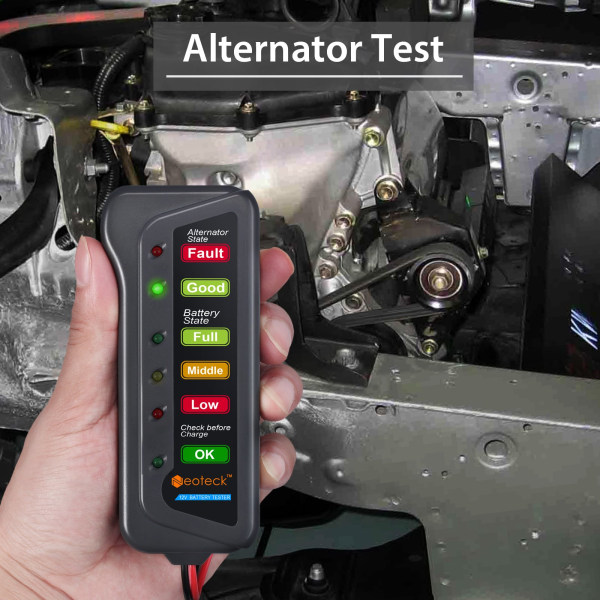 6 LED-lys Bilbatteritester 12v Generator Batterianalysator