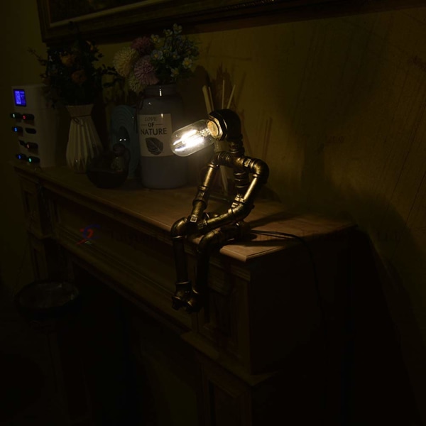 Retro Robot Lampe Industriell Skrivebordslampe