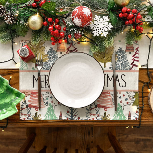 Pines Trees  God Jul Plasseringssett med 4, 12x18 tommer