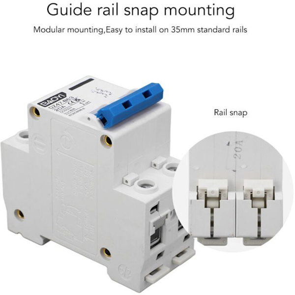 DC 2P Type B Miniature Circuit Breaker DIN-skinne Montering Sikkerhed til Solar PV System DC500V 20A YYV