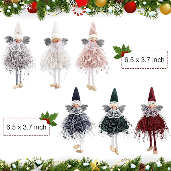 6 stk juledukkehengende ornamenter juletre (6 farger)