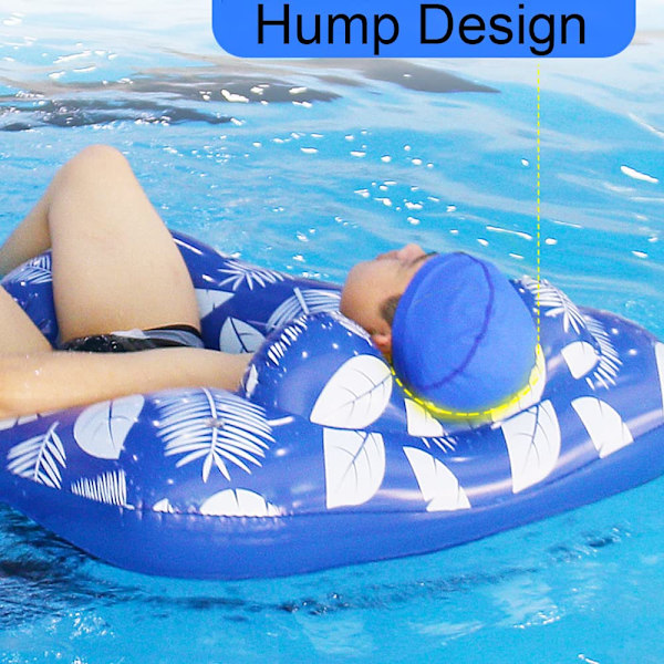 Oppustelig pool float, oppustelig svømmende flydende seng pool liggestol, vand hængekøje strandlegetøj med nakkestøtte til sommersjov, flydende rør