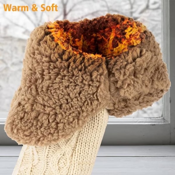 Tofflor med strumpor för män & kvinnor, fluffiga tofflor med grepp, halkfri fleecefodrad, värmehållande, julklapp, storlek S 35-39
