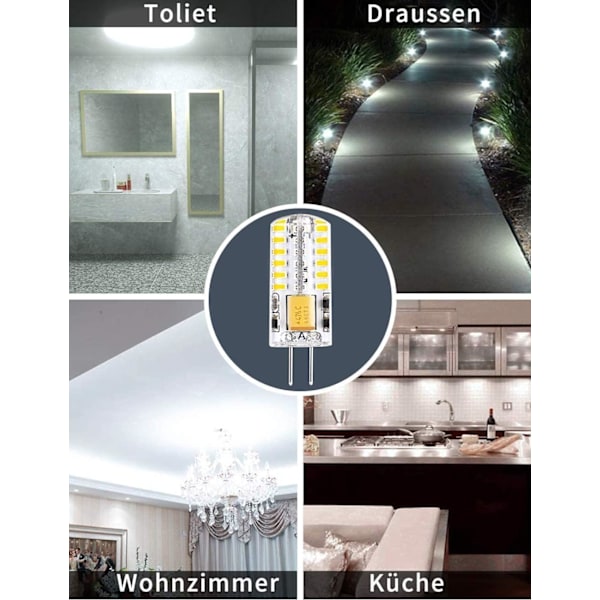 G4 LED-lampor 12V 3W Kallt vitt 6000K, 300LM Ej dimbar, 10-pack