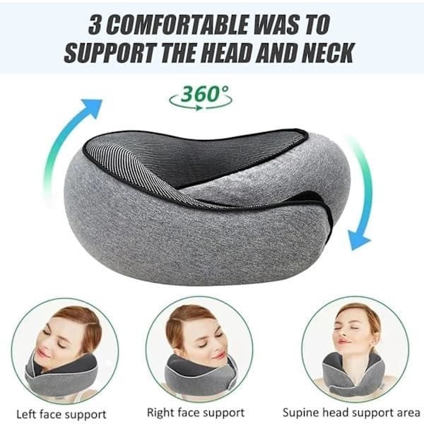 Resenackkudde U-formad Memory Foam Nackkudde Massage Nackkudde Sovande Flygplansnackkudde Cervikal Hälsovårdskudde Mörk G dark gray