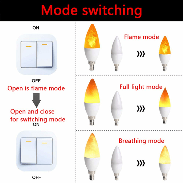 2 stk. Flammepære LED Flamme Twinkle Effekt,E14