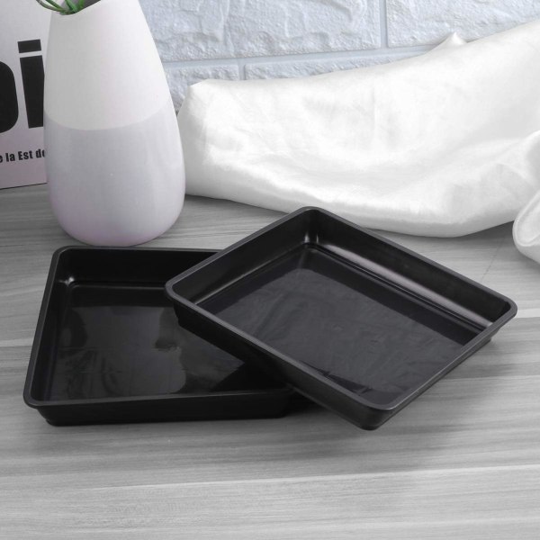 10 st fyrkantiga växtfat i plast för inomhus- och utomhusbruk (18 * 18 * 13 cm, svart)