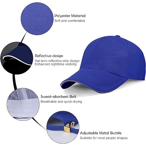 Basebollkepsar för Män - Enkla Reflekterande Basebollkepsar för Män Justerbara Casual Peak Caps, blå