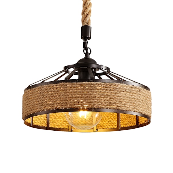 Hamp Rebløsse Lysekrone, Retro Sort Metal 220V (30CM)