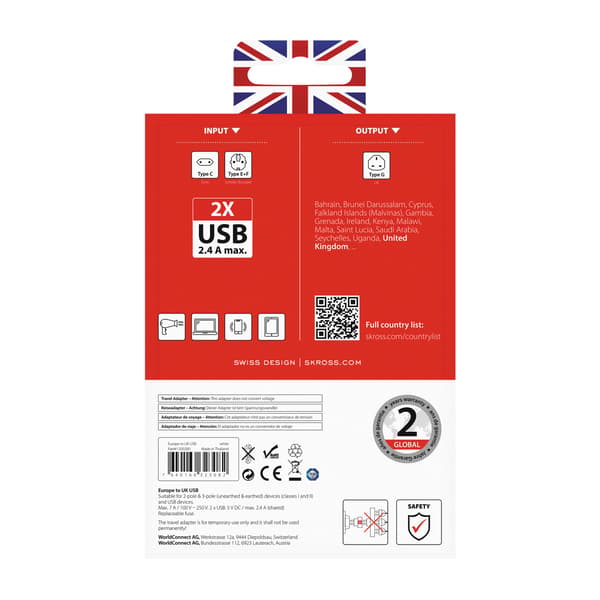Rejseadapter - Europa til Storbritannien, USB 113