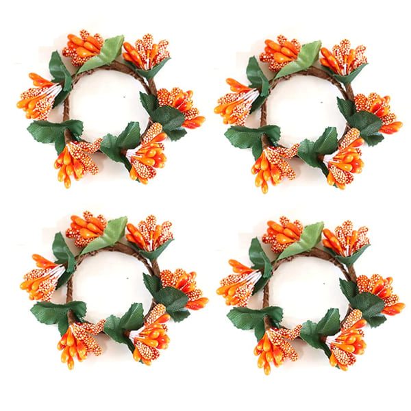 Blomsterkrans Serviettringholdere, Høst Serviettringer (4 stk)