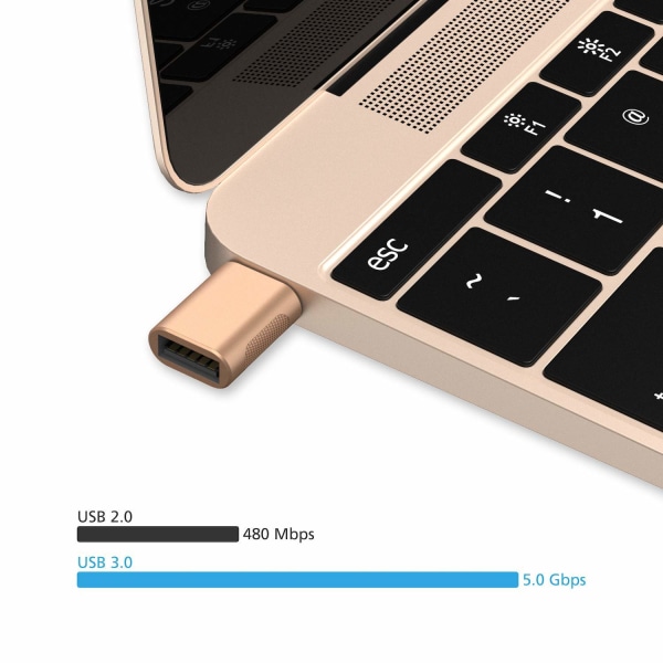 2-pakning USB Type-C til USB-adapter (gull)