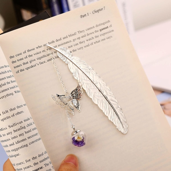 Metal Feather Butterfly Bookmark - Perfekt mors dag och födelsedagspresent för kvinnor, henne, mamma, lärare och bokälskare - Unik sidmarkering