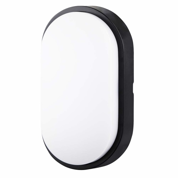 Elliptisk LED væglampe 20W 6000K 2000LM IP54, Sort