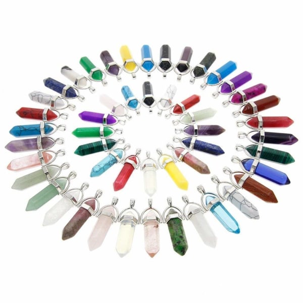 Kiviriipukset-Charms Crystal Chakra-helmet tee-se-itse-kaulakorukorujen valmistukseen, erilaisia ​​värejä (50 kpl Bullet Shape)