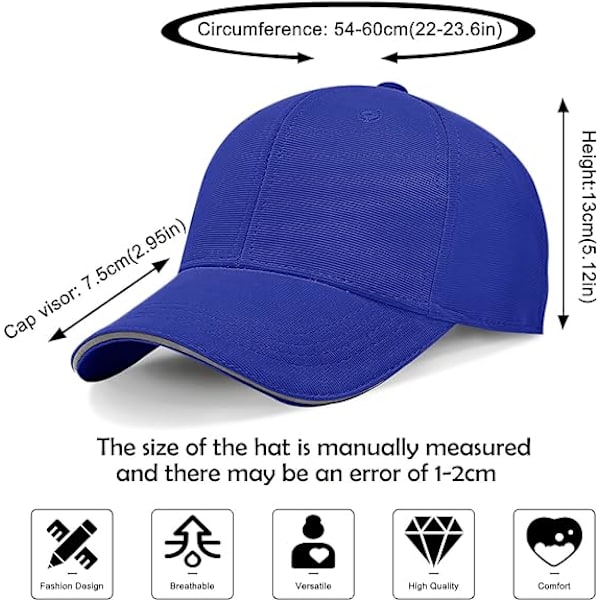 Basebollkepsar för Män - Enkla Reflekterande Basebollkepsar för Män Justerbara Casual Peak Caps, blå