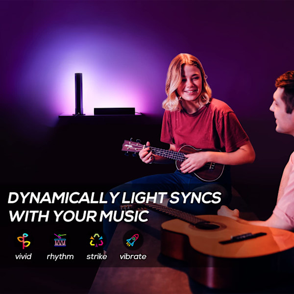 Smart LED lysbjælke - RGB-lampe med flere lyseffekter og musiktilstande Lys - TV-baggrundsbelysning/værelsesdekoration/skrivebord/spiltilbehør